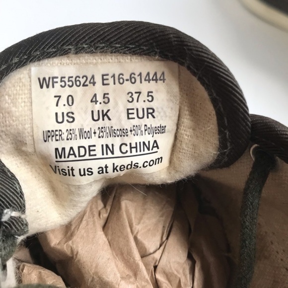 Keds Dark Green Champion Wool Sneakers Size 7 - Picture 5 of 8